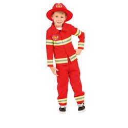 Deguisement Pompier Enfant, Costume De Pompier avec 8 Pcs pour Garçon Fille Costume Ensemble Pompiers Cosplay Éducatif Carnaval L'éducation Aux Exercices D'incendie 1-16 Ans