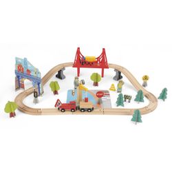 Petit circuit de train jouet en bois basique | Chez les enfants, jeu
